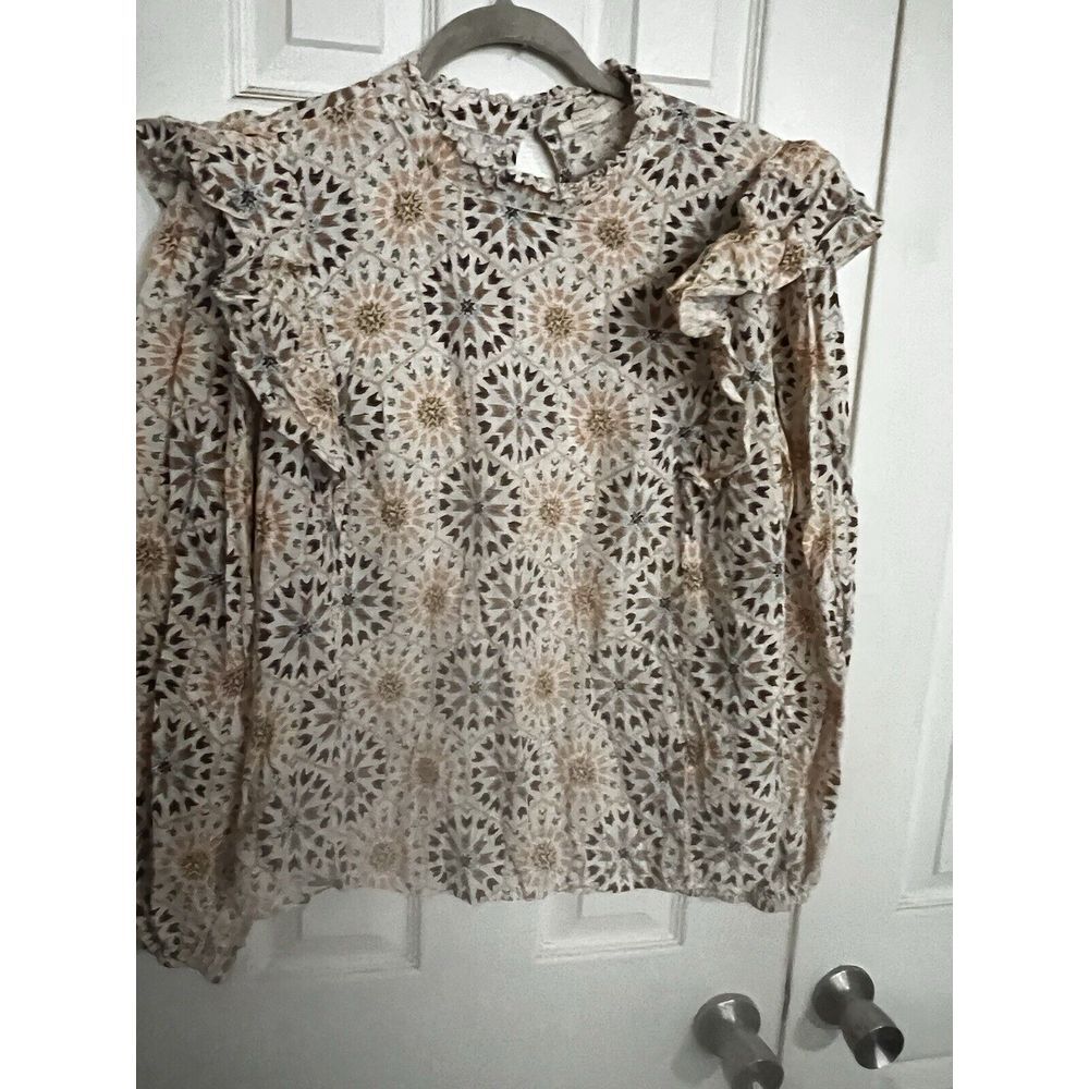 ANA Plus Size 2X Long Sleeve Aztecish Design Blouse Fall